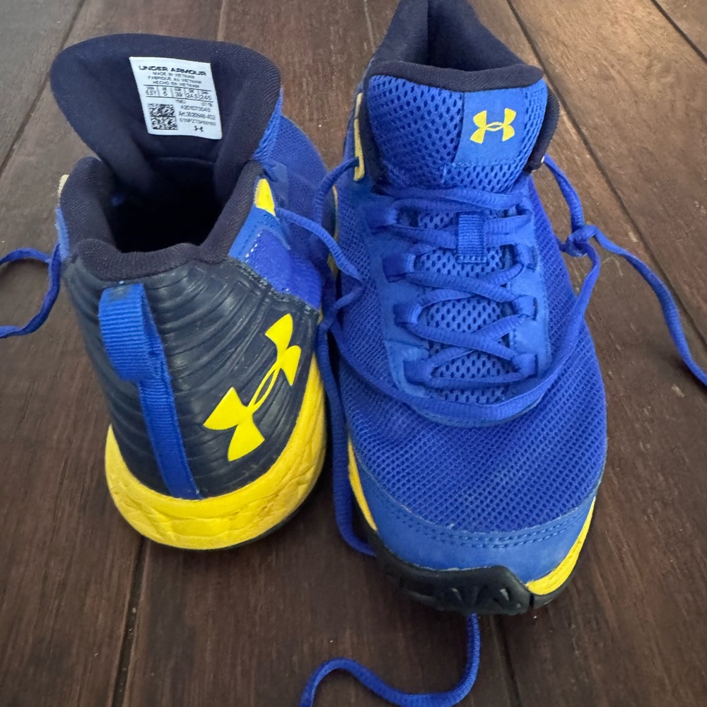 Under Armour Kids' Blue and Yellow Athletic Shoes